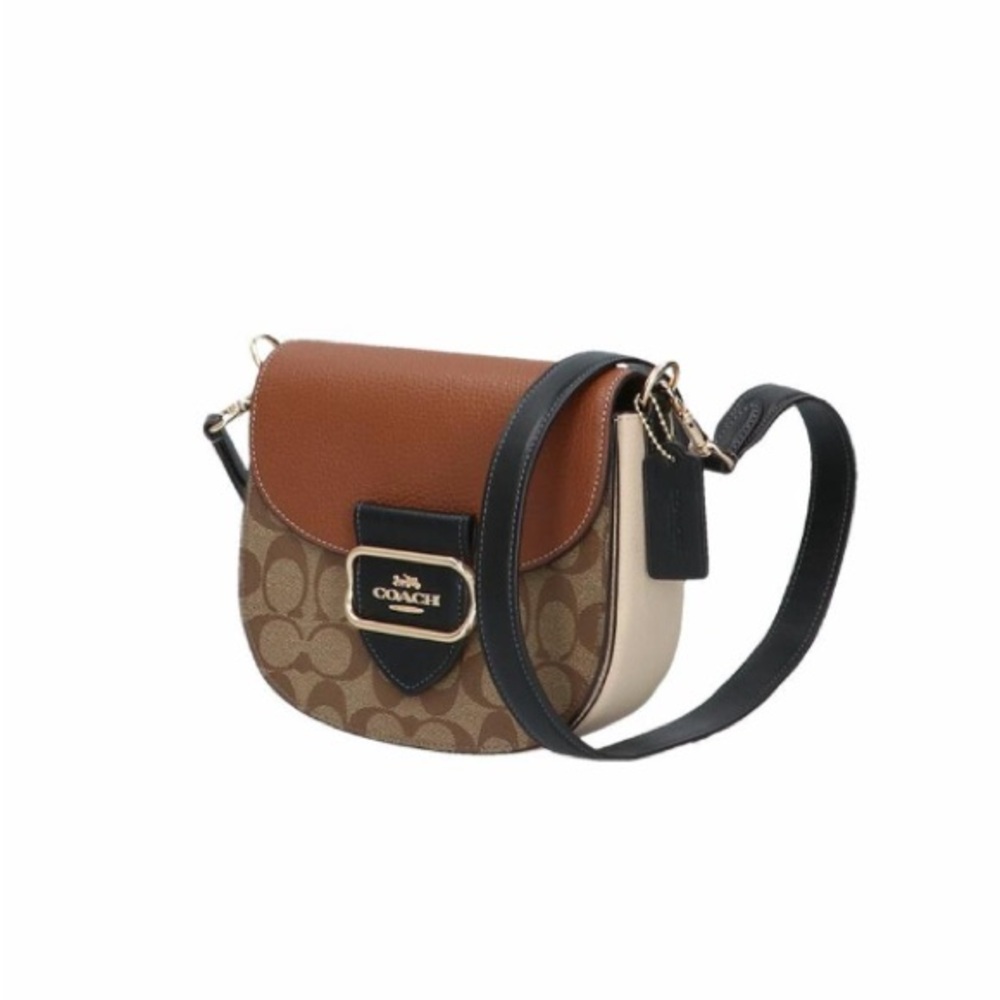 COACH MORGAN SADDLE BAG IN COLORBLOCK SIGNATURE CANVAS (COACH CE565) - Picture 2 of 9